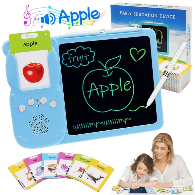 MAGOTAN Toddler Toys Drawing Tablet with Talking Flash Card, Drop Resistant LCD Writing Tablet,224 Sight Words Pocket Speech Audible Flashcards, Learning & Education Toys for 2,3,4,5,6 Years Old