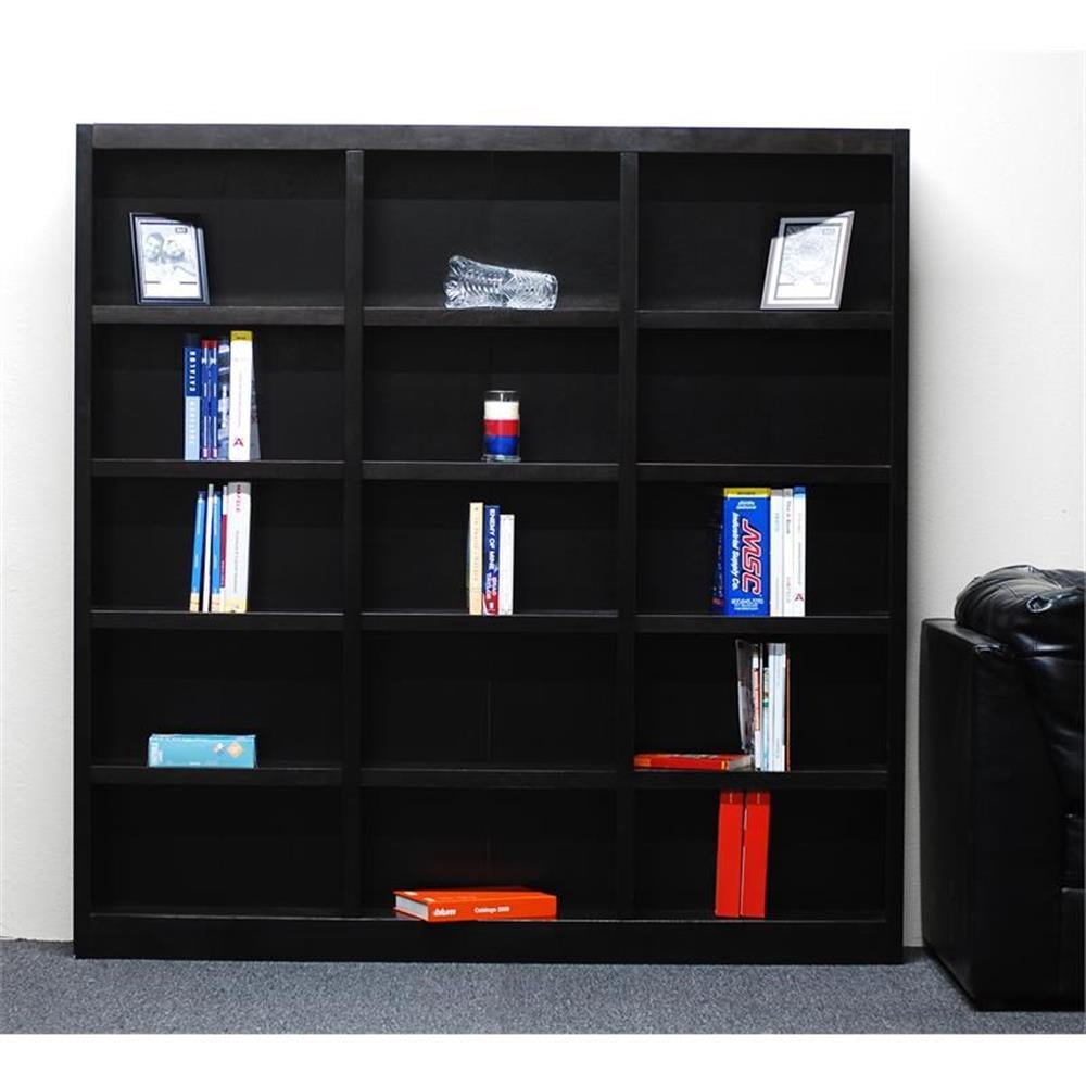 Home Square 72" Tall 15-Shelf Triple Wide Wood Bookcase in Espresso - Set of 2