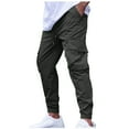 thumbnail image 2 of FRSASU Men Relaxed Fit Drawstring Elastic Waist Cargo Pants with Pockets Baggy Outdoor Tapered Hiking Pants Black, 2 of 7