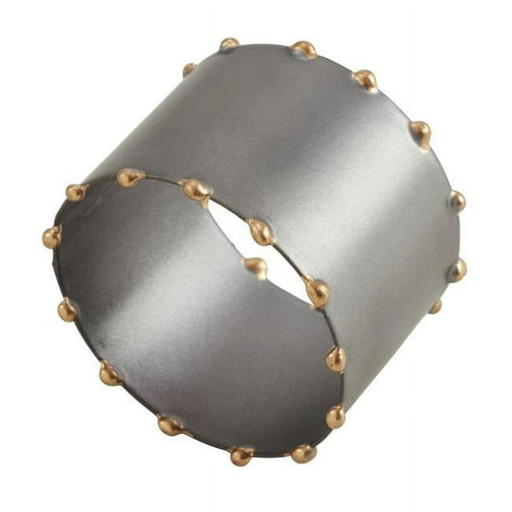 Saro Lifestyle Dot Rim Iron Napkin Rings (Set of 4) Silver