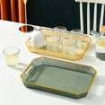 thumbnail image 3 of Tray with Hollow Handle Thicken Stackable Light Luxury Inlaid Golden-rimmed Tray for Kitchen, 3 of 8