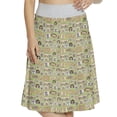 thumbnail image 1 of Women's Cat Lover Cat Family Portraits Wall A-line Printed Skirt Casual Wear, 2XL, Reseda Green Amber Beige, by Ambesonne, 1 of 1
