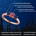 thumbnail image 2 of Gem Stone King 18K Rose Gold Plated Silver Pink Tourmaline and Blue Sapphire Engagement Ring for Women | 1.22 Cttw | Round 5MM | Gemstone October Birthstone | Size 6, 2 of 6