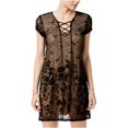 thumbnail image 1 of Vestido recto de encaje flocado para mujer Speechless, negro, grande Speechless Cambio, 1 of 2