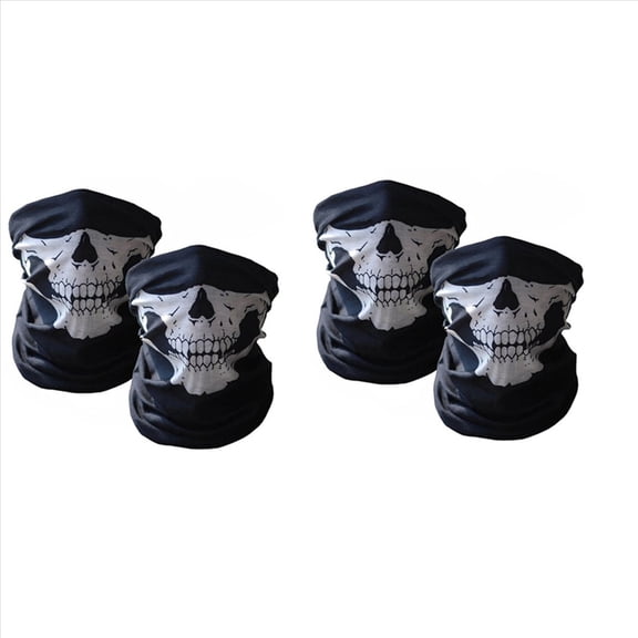 4PCS Cool Bicycle Ski Half Face Mask Ghost Scarf Multi Use Neck Warmer,4x face mask,black