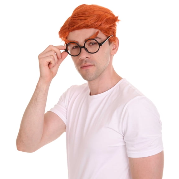 Adult Men's Short Funny Wig With Eye Glass | Premium Breathable Capless Cap