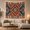 Stepped Medallion, variant on Southwestern Diamond Medallion on Rust Blue Zigzags Mystical Boho for Decor Lovers Southwestern Wall Art Housewarming Gift Tapestry Wall Hanging for Bedroom and Living Room