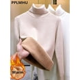 thumbnail image 2 of Suéter de cuello alto de invierno para mujer, suéter elegante de terciopelo grueso con forro, suéter cálido de punto, tops ajustados, jersey de punto, jersey nuevo, 2 of 5