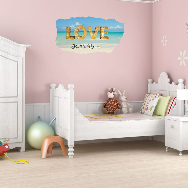 Watercolor Decal LOVE Bedroom Wall Decal for Children Girly Art ...