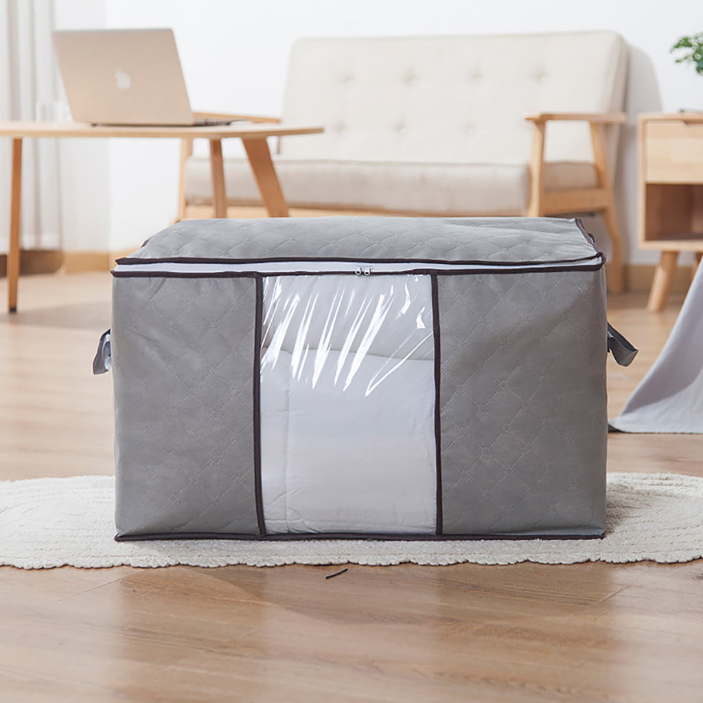 Large Foldable Non-woven Clothes Quilt Blanket Zipper Storage Bag Organizer Box 