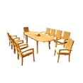 thumbnail image 4 of Grade-A Teak Dining Set: 10 Seater 11 Pc: 94" Oval Table And 10 Goa Stackng Arm Chairs Outdoor Patio WholesaleTeak #51GO1211, 4 of 6