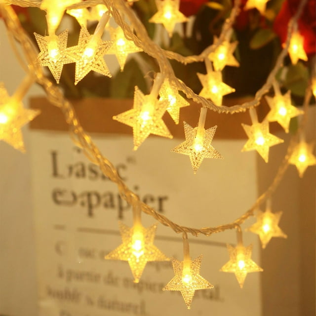 LED light string Indoor Christmas Lights Wire Star Lights String Christmas Battery Operated Outdoor String Lights Bright Clear Glass Christmas Trees That Light up And Christmas Lights Outdoor