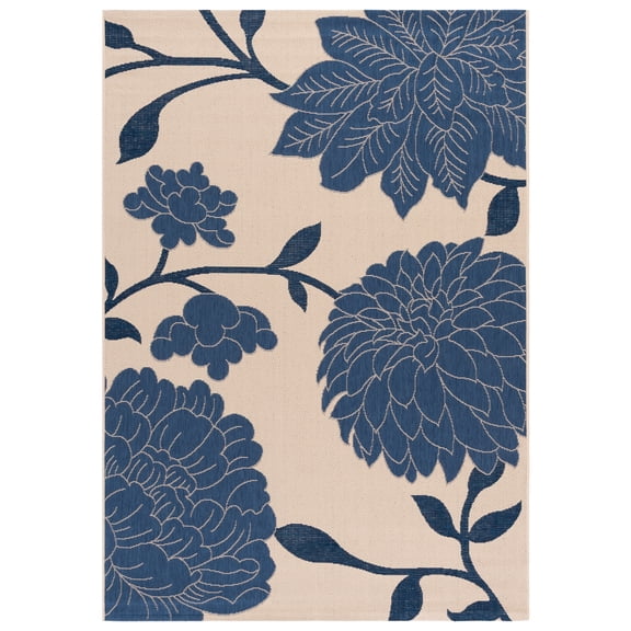 Safavieh Courtyard Tyson Floral Indoor/Outdoor Area Rug, Beige/Blue, 5'3" x 7'7"