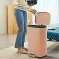 thumbnail image 2 of YRLLENSDAN 13 Gallon Trash Can with Foot Pedal Stainless Steel Garbage Can with Lid Waterproof Trash Bin Kitchen Bathroom Bedroom Step Wastebasket,Pink, 2 of 7