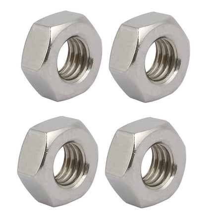 

4pcs M10 x 1.5mm Pitch Metric Thread 201 Stainless Steel Left Hand Hex Nuts
