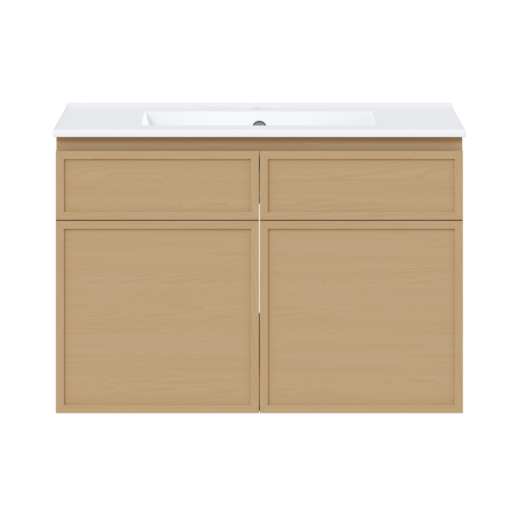 St. Tropez 30" Wall-Mounted Bathroom Vanity in Natural Oak with Sink Top