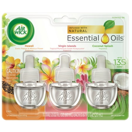 Air Wick Scented Oil 3 Refills, Hawaii/Virgin Islands/American Samoa, (3x.67oz), Air Freshener