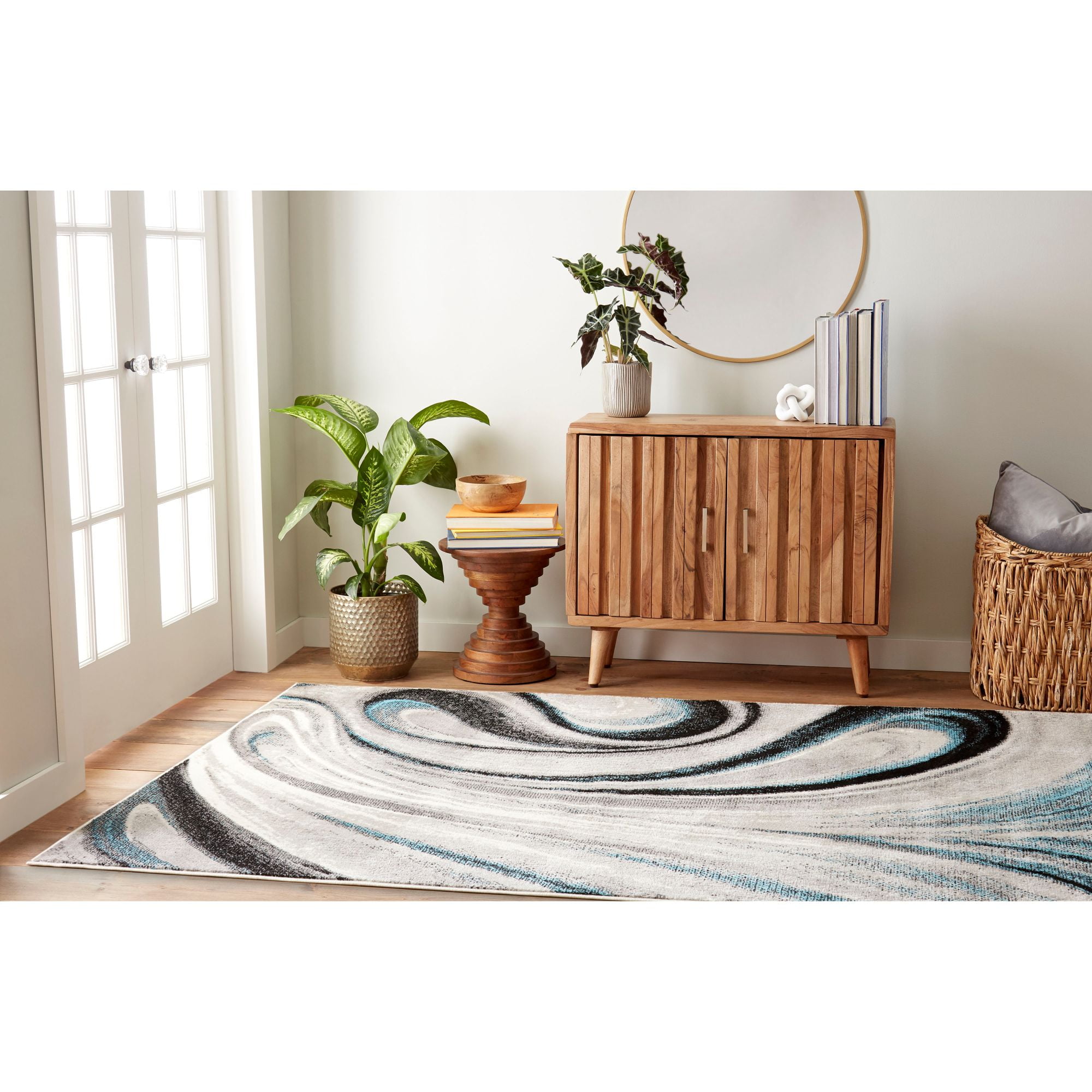 Home Dynamix Boho Odette Abstract Swirl Area Rug, Grey/Blue, 3'3"x5'2"