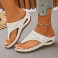 thumbnail image 2 of Dakaela Orthopedic Sandals for Women 2026 Wide Width Summer Slip on Beach Flip Flops Arch Support Dressy Casual Wedge Walking Shoes Size 6-10 White, 2 of 9