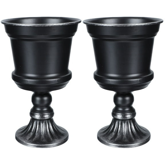 2 Pcs Decoration Pot Iron Flower Scene Adornment Smooth Surface Vase