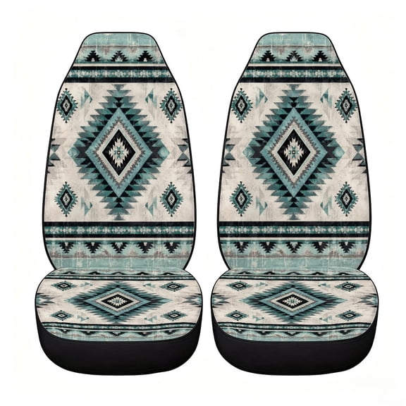 Verolix Classic Teal Southwest Diamond Car Seat Covers, Front Seats Only Set of 2, Universal High Back Mesh Fabric Seat Covers for Cars, SUVs, Sedans and Vans