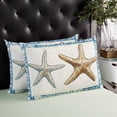 thumbnail image 4 of Blue Beige Coastal Beach Throw Pillow Cover 16 x 24 Inch Decorative Pillow Cover Summer Vintage Starfish Lumbar Pillowcase Seasonal Rectangle Cushion Case for Couch Sofa Bed Living Room, 4 of 7