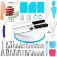 thumbnail image 1 of RFAQK 130 PCs Cake Decorating Kit Supplies with Cake Turntable-Cake leveler-24 Numbered Piping Tips with Pattern Chart & EBook- Straight & Offset Spatula-50 Piping Bags-3 Scraper Set-40 Cupcake Liners, 1 of 7
