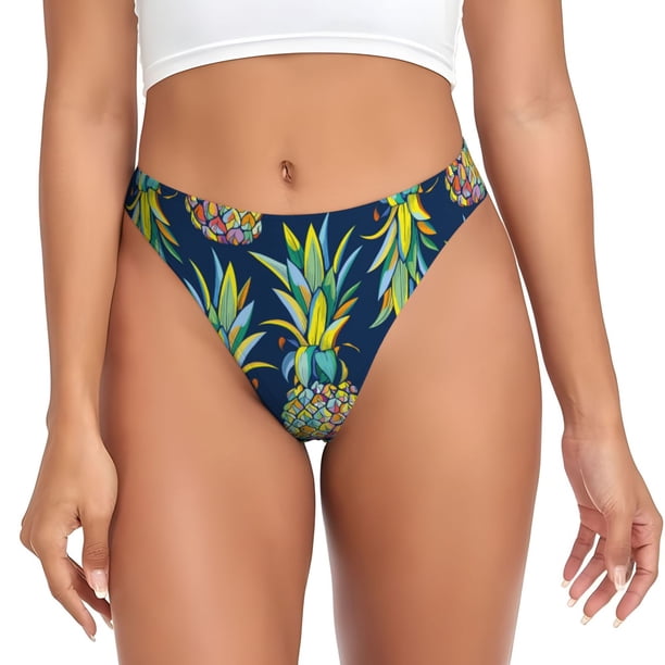 Balery Colorful Pineapples Tangas de Algodón para Mujer con Estampado – Ropa Interior Sexy, Transpirable, G-string-3X-Large