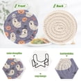 thumbnail image 4 of Yayeee 6 PCS Drink Coasters with Holder Set Woven Absorbent Round Tabletop Hot Pad, Blue Cute Halloween, 4 of 7