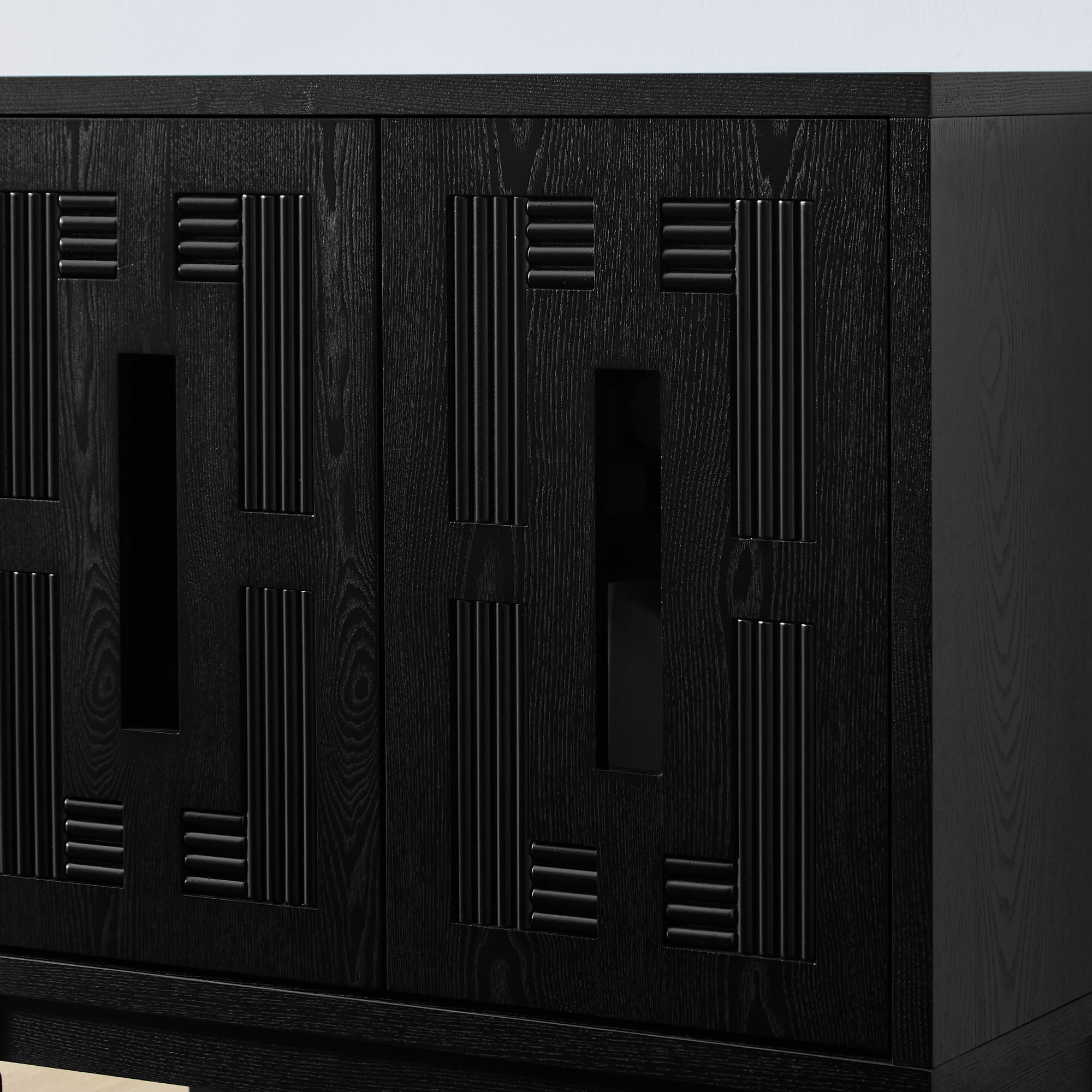Leumius 31.5" Mid Century Modern Sideboard Buffet Cabinet with Storage,Storage Cabinet with 2 Doors & Adjustable Shelf for Kitchen Dining Living Room Entryway Hallway Black