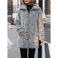 thumbnail image 4 of WQD Womens Fleece Jacket Winter Sherpa Coat Long Sleeve Warm Fuzzy Casual Outerwear Soft Cozy Lapel Snow Thick Button Fashion Top with Pockets, 4 of 8