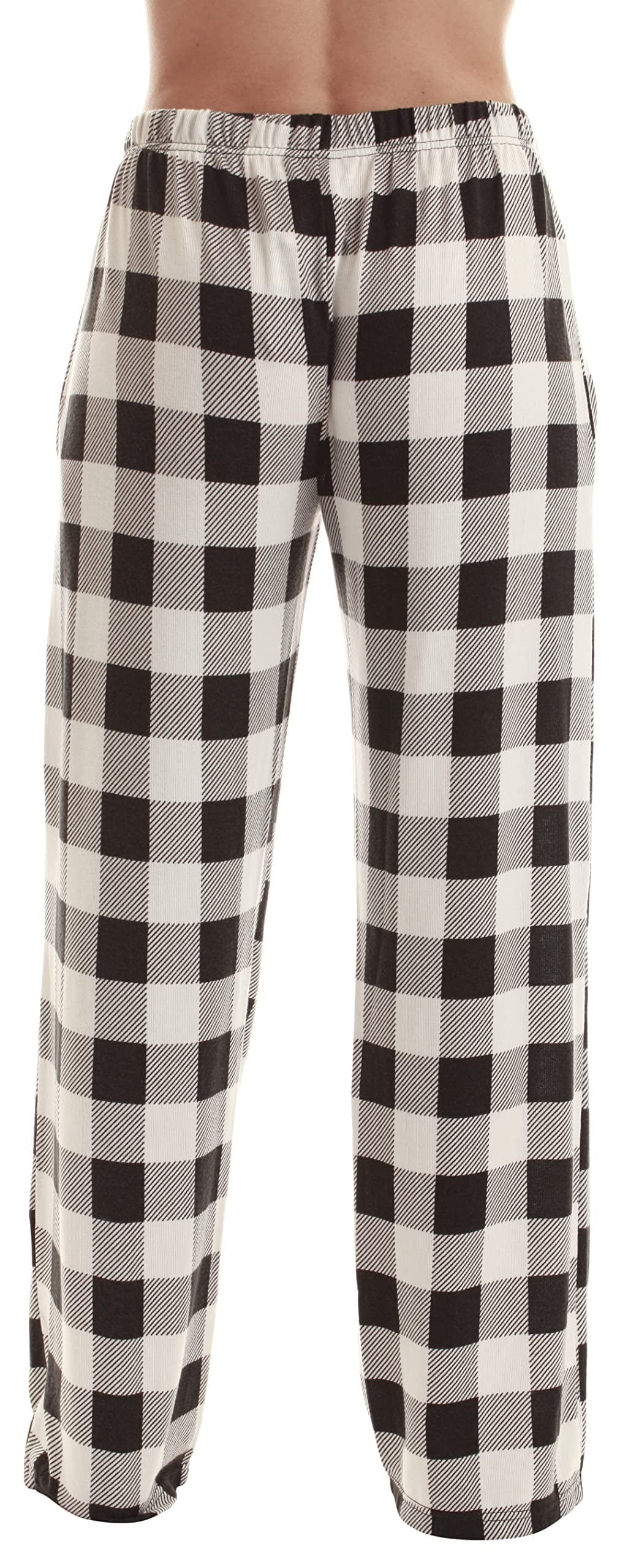 Just Love Fleece Pajama Pants for Women Sleepwear PJs (White Black Buffalo  Plaid - Hacci Fabric, Medium) 