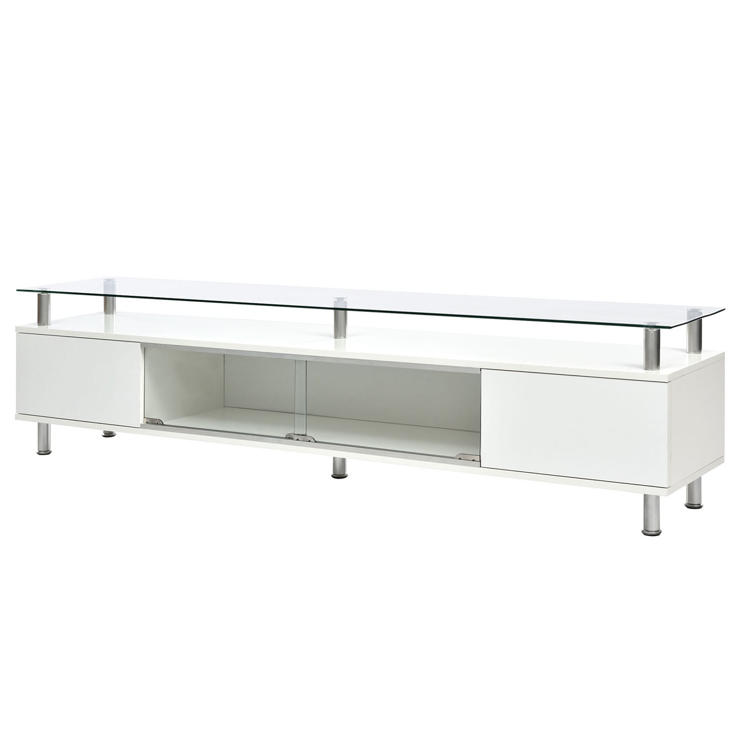 YYAo Modern TV Stand for TVs Up to 70", Gaming LED TV Media Console Table with with Sliding Glass Door for Living Room, White YYAo Modern TV Stand for TVs Up to 70", Gaming LED TV Media Console Table with with Sliding Glass Door for Living Room, White