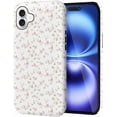 thumbnail image 3 of Case for iPhone 16, White Pink Floral Pattern Phone Case, Trendy Frosted Silicone Shockproof Cover for Girl Women, 3 of 7