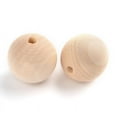 thumbnail image 2 of Round Unfinished Wood Beads Natural Wooden Loose Beads Spacer Beads Lead Free Moccasin 40x37~38mm Hole: 7mm, 2 of 2