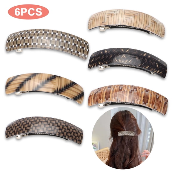 6pcs Large Hair Barrettes for Women, Retro Acetate Automatic Hair Clips, Multicolor