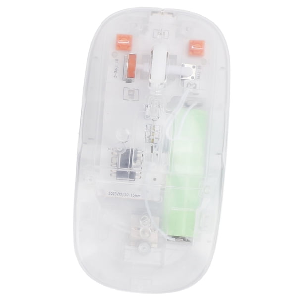 Ratón inalámbrico, 1600 dpi modos duales bt5.0/2.4g ratón inalámbrico con 3 niveles de dpi, ratón inalámbrico USB portátil Totalmento transparente, ratón ergonómico