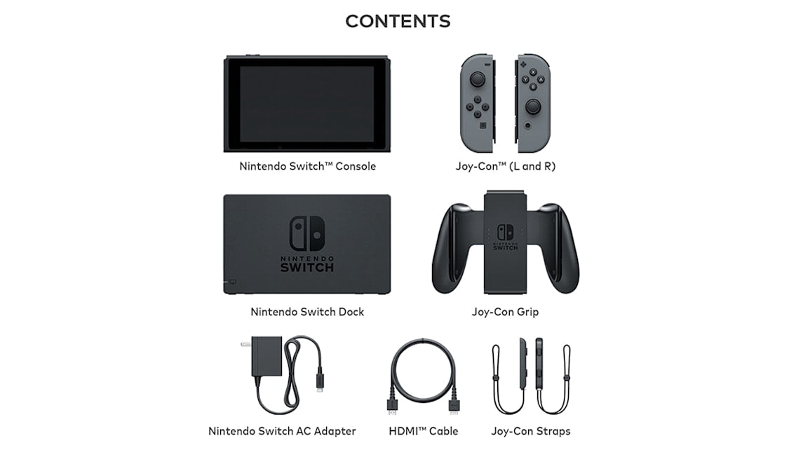 Nintendo Video Game Console, Switch Gray & Gray Joy-Con with 64 GB Data Storage, 1, 1, 1