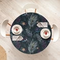 thumbnail image 4 of Ambesonne Boho Forest Fitted Round Tablecloth, Exotic Leaf Pattern, 56"- 60" Diameter, Charcoal Grey and Plum, 4 of 5