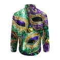 thumbnail image 4 of FAVIPT Mardi Gras Outfits for Men Long Sleeve Lapel Button Down Shirts Funky Mardi Gras Masks Printed Casual Festivel Parade Shirts 2025 Multicolor,XXL, 4 of 4