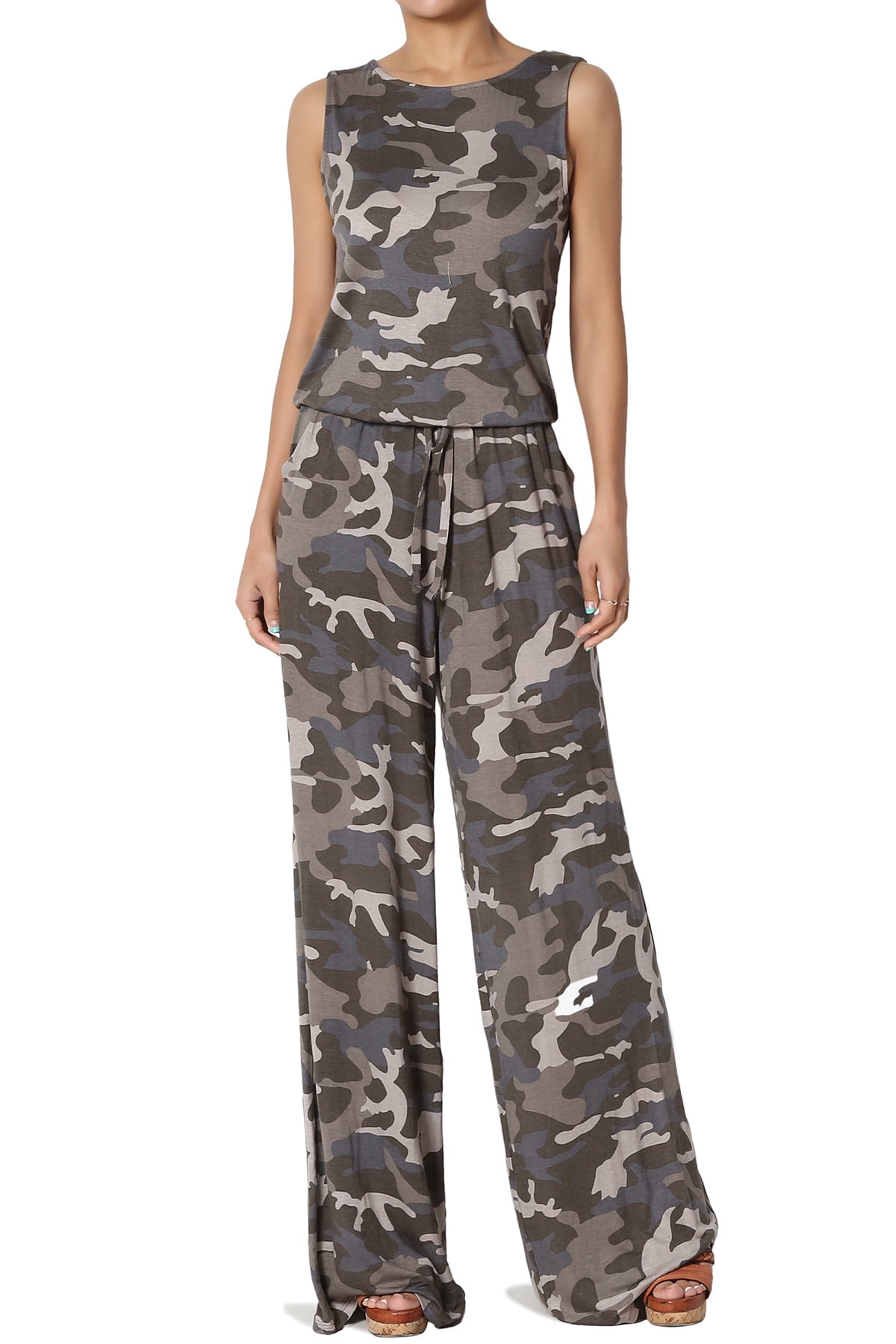 TheMogan TheMogan Women's SXL Camo Sleeveless Elastic Waist Lounge