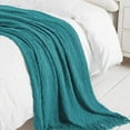 thumbnail image 3 of Navy Throw Blanket Textured Solid Soft Sofa Couch Decorative Knitted Blanket, 60" x 80" Navy, 3 of 5