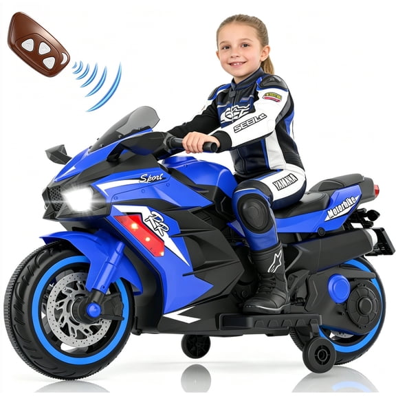 Zogymoz 12V Ride on Motorcycle for Kids, Ride on Toys for Gifts, Electric Motorbike with LED Tire and Bluetooth Music