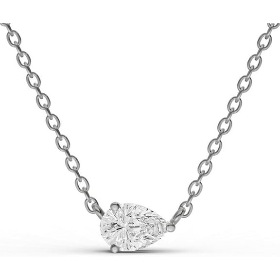0.25 Carat Pear Cut Lab Grown Diamond Solitaire Floating Pendant in 14K White Gold