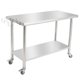 thumbnail image 1 of Yeshouse Mesa de acero inoxidable para preparación y trabajo con protector contra salpicaduras, mesa de cocina resistente con estante inferior ajustable y patas para restaurantes, hogares y hoteles, 1 of 7