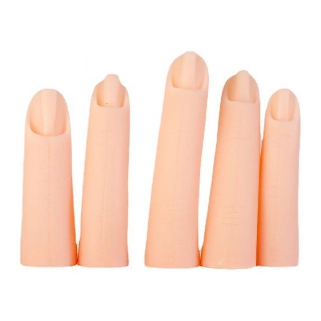 Práctica 5 Uds Dedos De Práctica De Nail Art Dedos De Práctica Falsos De Silicona Portátiles Para Decoración De Exhibición De Entrenamiento De Nail Art