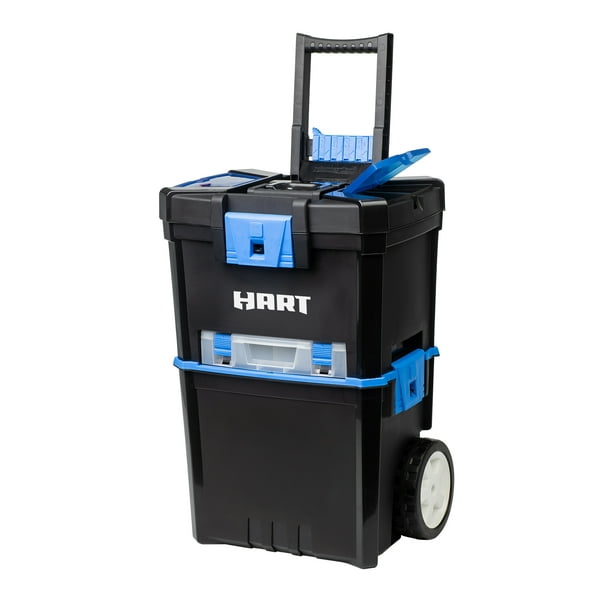 HART 3in1 16Inch Rolling Plastic Tool Box, Black and Blue Walmart