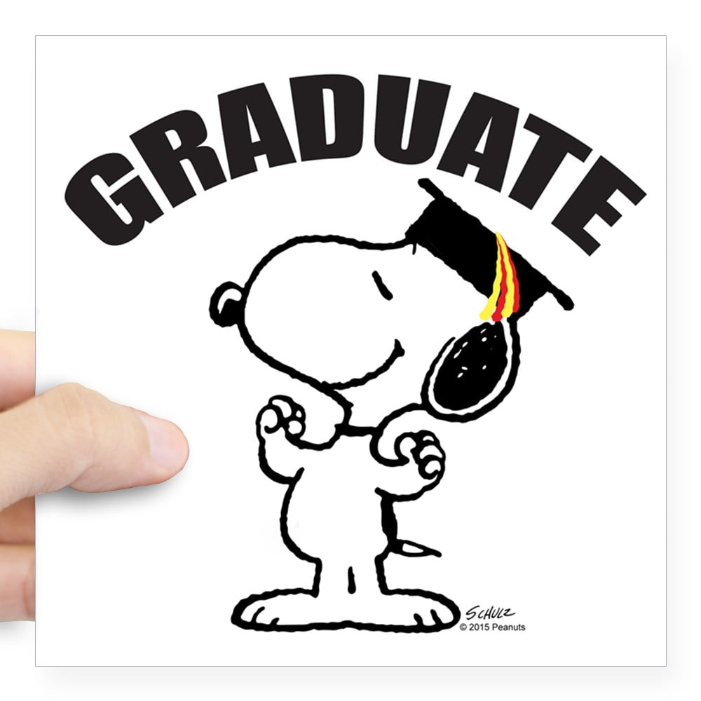 CafePress Snoopy Graduate Square Sticker 3 X 3 Square Sticker 3" x