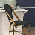 thumbnail image 6 of BizChair Set of 2 Stackable Indoor/Outdoor Bistro 30" High Barstools, Commercial Grade, Black and Bamboo Finish, 6 of 12