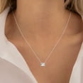 thumbnail image 6 of SZUL Women's Lab Grown 3/4 Carat Floating Emerald Diamond Solitaire Pendant in 14K White Gold, 6 of 7